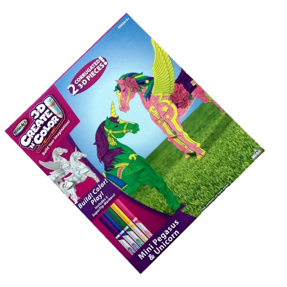 3D Kids Puzzle Unicorn Pegasus 2 Build Color Create Magical Creatures Summer Fun